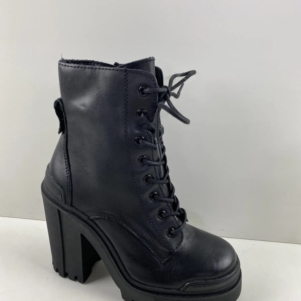 Aldo Black Leather Ankle Combat Boots, New No Box, Size 6.5, EUR 37 Uk 4 - Picture 7 of 13